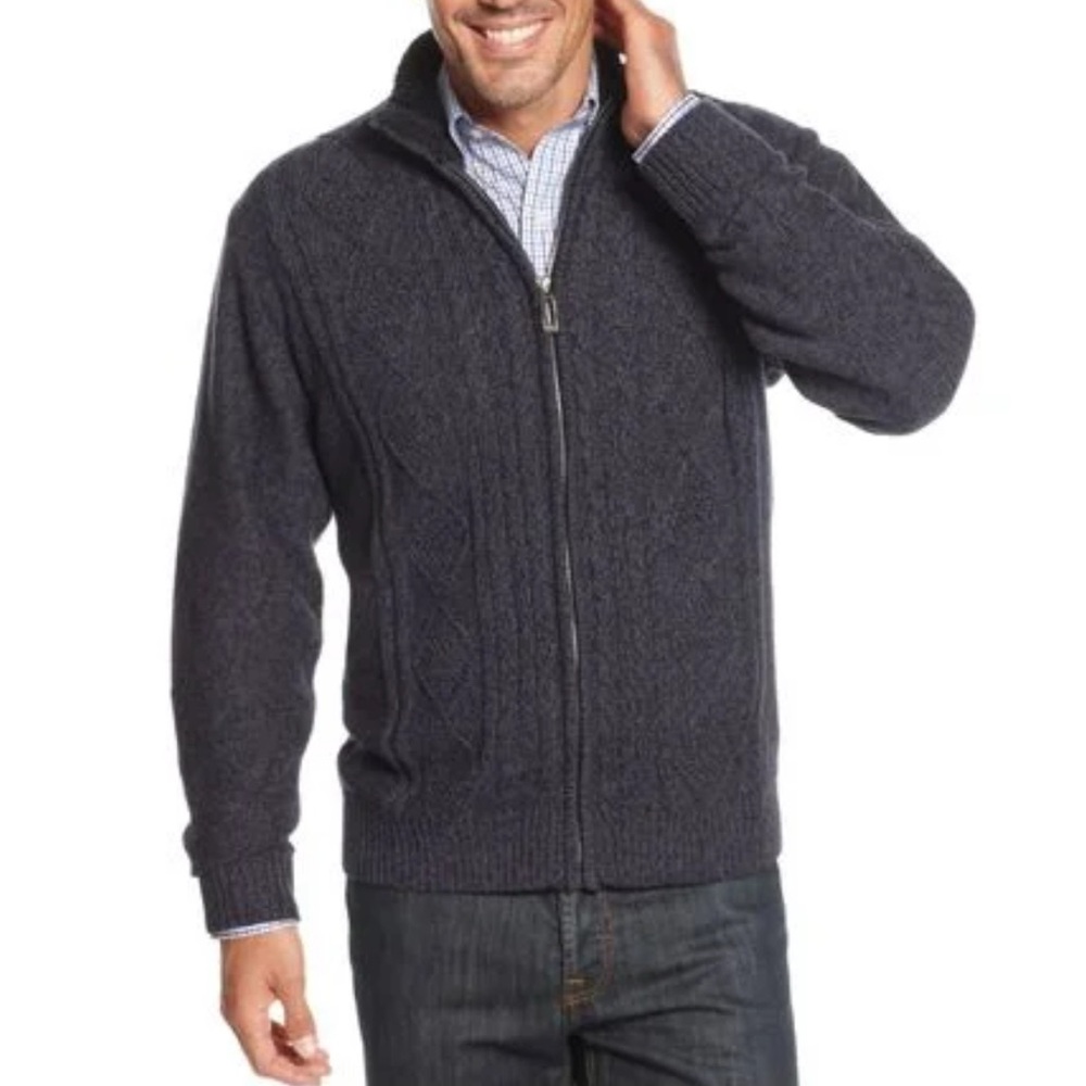 1654. MEN’S OSCAR DE LA RENTA FULL ZIP CARDIGAN KNITTED MCOK NECK‎ SIZE SMALL